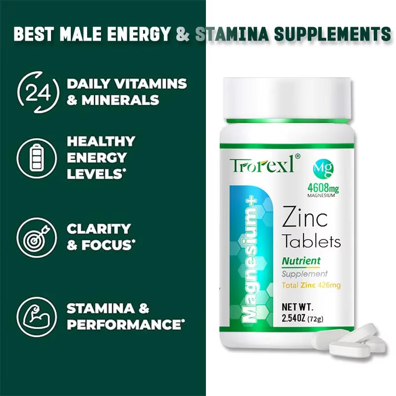 Zinc Tablets - Male Enhancing Supplement - Male Healthy Pill - Enhance Energy & Endurance - Booster for Men