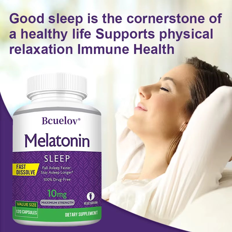 Experience Restful Nights with Melatonin 10 Mg Instant - 120 Capsules of Natural Sleep Aid for Faster, Deeper Sleep