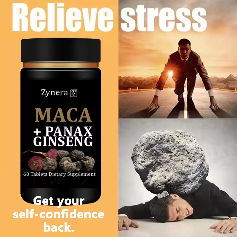 Organic Maca + Panax Ginseng Extract Supplement,Men'S Energizer for Stamina Booster for Men ,Energy and Endurance Support