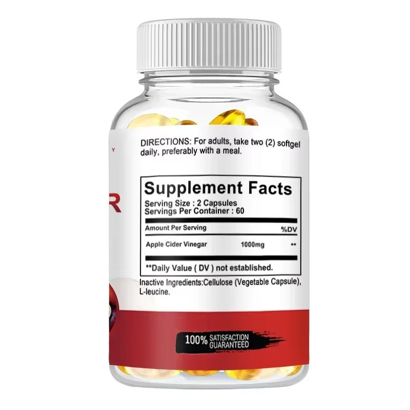 Apple Cider Vinegar Capsules - Supports Digestive Health, Natural Detoxification, Constipation Relief, Healthy Weight Management