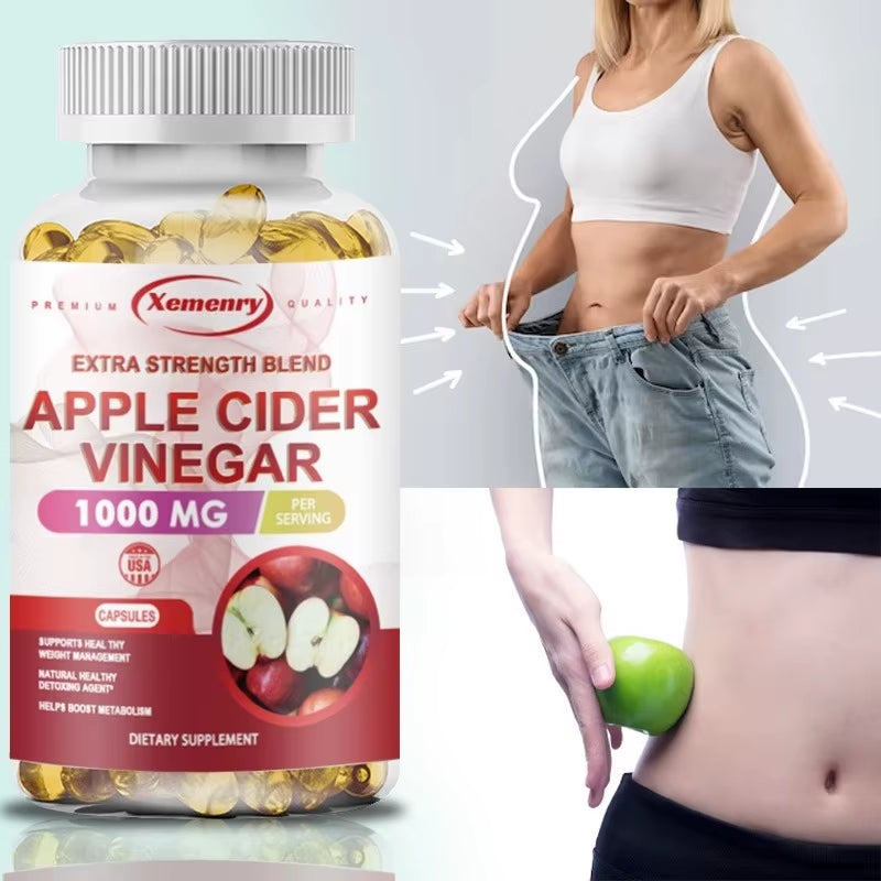 Apple Cider Vinegar Capsules - Supports Digestive Health, Natural Detoxification, Constipation Relief, Healthy Weight Management