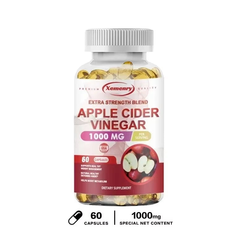 Apple Cider Vinegar Capsules - Supports Digestive Health, Natural Detoxification, Constipation Relief, Healthy Weight Management