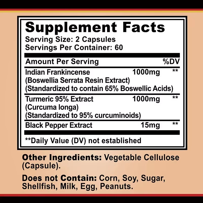 Boswellia Turmeric - Joint Health and Joint Function Support, for Integrated Mobility & Comfort - 120 Capsules