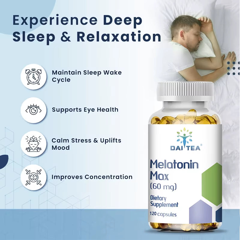 Unlock Restful Nights with Daitea Melatonin 60MG Capsules - Your Ultimate Sleep Support Solution for Insomnia Relief and Enhanced Sleep Quality