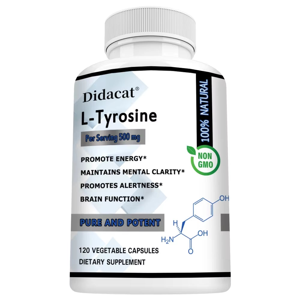L-Tyrosine 500 Mg,Highly Absorbable,Supports Mood and Focus,Improves Cognitive and Mental Clarity,And Supports Thyroid Function