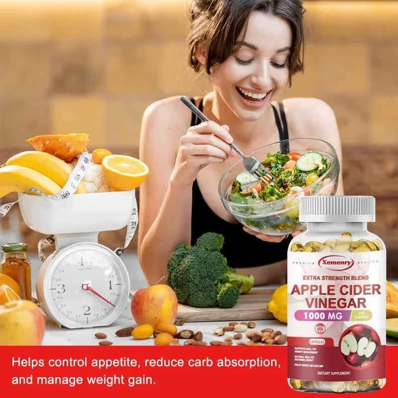 Apple Cider Vinegar Capsules - Supports Digestive Health, Natural Detoxification, Constipation Relief, Healthy Weight Management