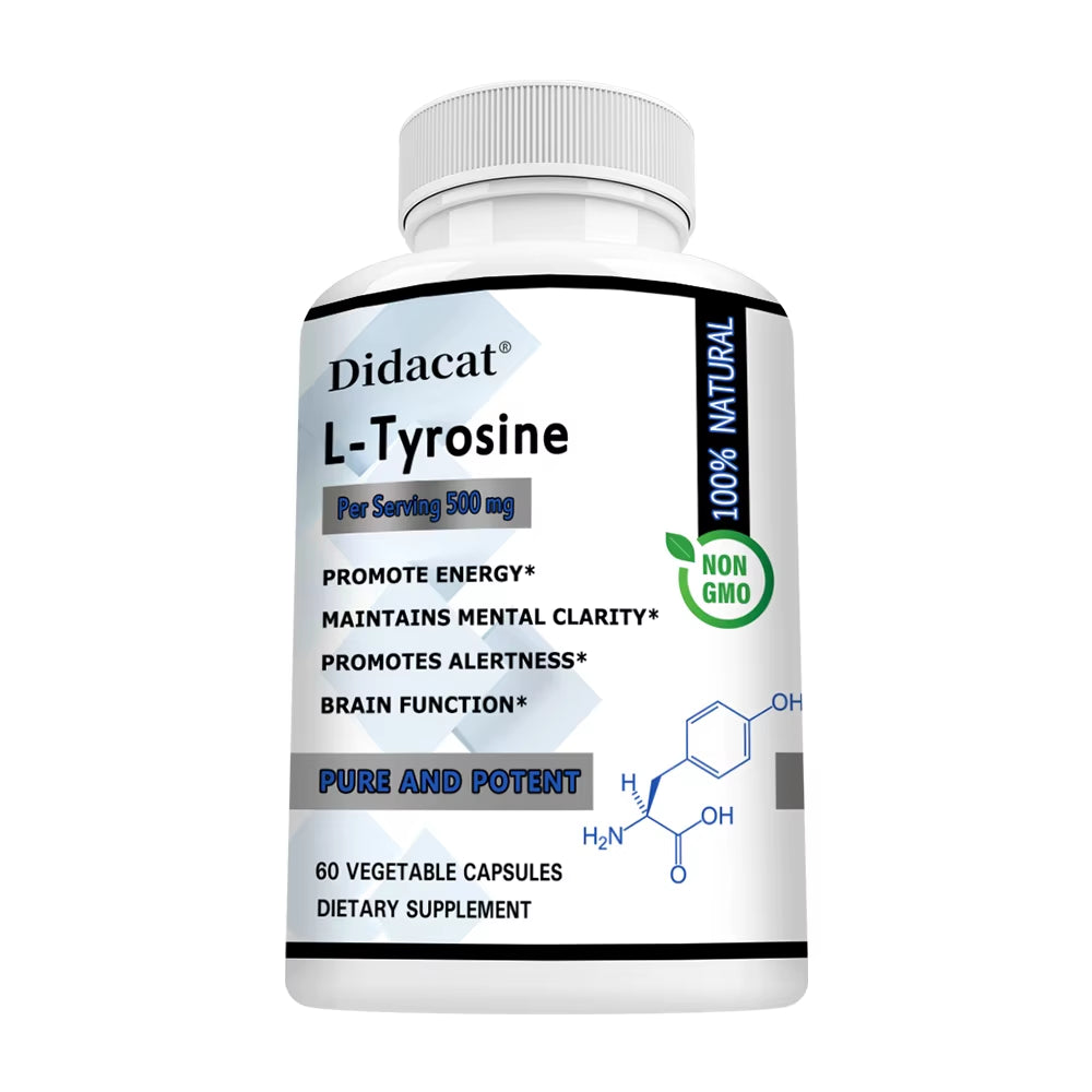 L-Tyrosine 500 Mg,Highly Absorbable,Supports Mood and Focus,Improves Cognitive and Mental Clarity,And Supports Thyroid Function