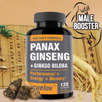 Ginseng + Ginkgo Biloba Extract Capsules - Helps Improve Energy and Vitality, Anti-Aging, Memory, Brain and Vision Health