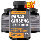Ginseng + Ginkgo Biloba Extract Capsules - Helps Improve Energy and Vitality, Anti-Aging, Memory, Brain and Vision Health