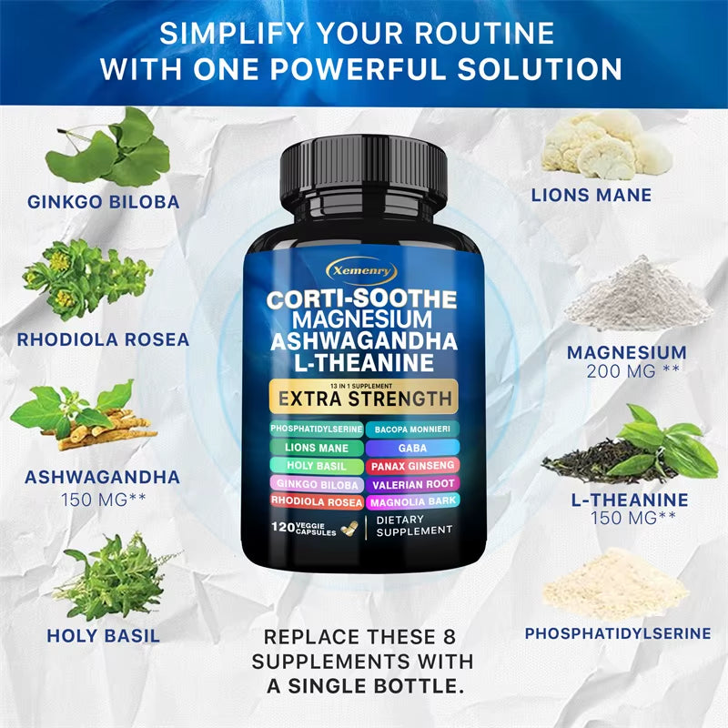 Corti-Soothe: The Ultimate Cortisol Support Supplement with Magnesium, Ashwagandha & L-Theanine for Stress Relief and Adrenal Health