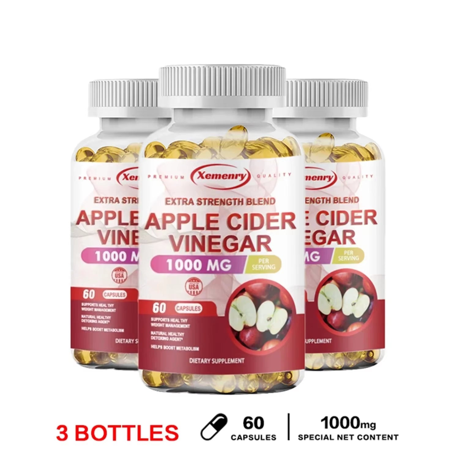 Apple Cider Vinegar Capsules - Supports Digestive Health, Natural Detoxification, Constipation Relief, Healthy Weight Management