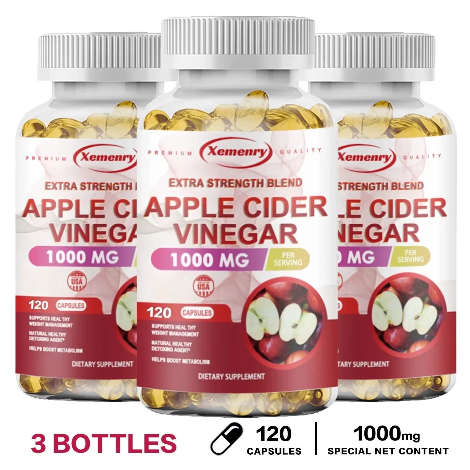 Apple Cider Vinegar Capsules - Supports Digestive Health, Natural Detoxification, Constipation Relief, Healthy Weight Management