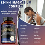 Magnesium Complex Capsules - Bone & Heart Health Supplement, Sleep Support,Muscle Relaxation,Stress & Anxiety Relief