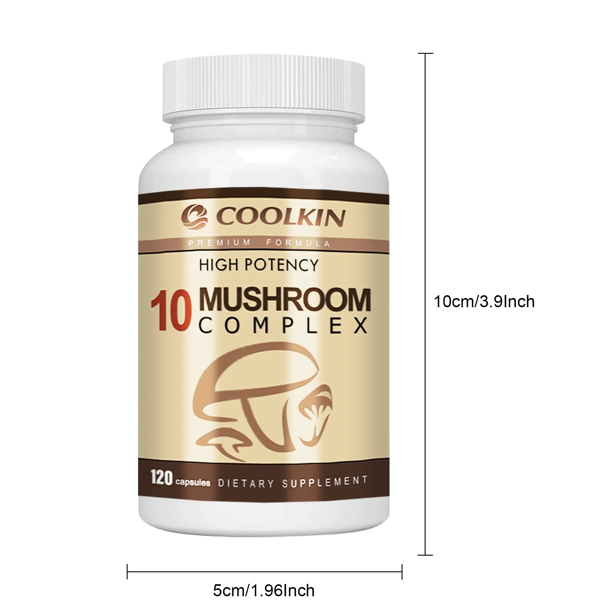 10 Mushroom Complex - Balances Mood, Immune Support, Enhances Brain Function, Memory and Cognition - 120 Capsules