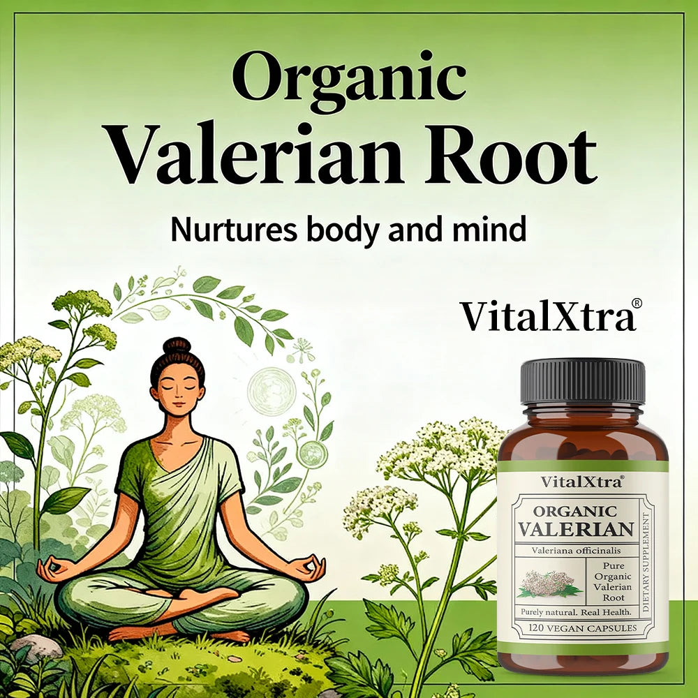 Valerian Root Capsules - Natural Stress Relief, Enhanced Sleep Quality, and Promotes Relaxation - Vegan & Non-GMO