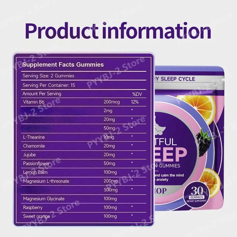 Experience Restful Nights with Our Natural Sleep Gummies - L-Theanine, Chamomile & Lemon Balm Extracts - 30 Count