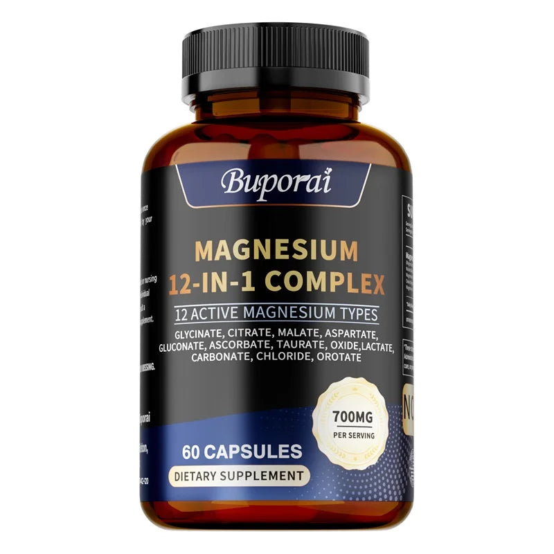 Magnesium Complex Capsules - Bone & Heart Health Supplement, Sleep Support,Muscle Relaxation,Stress & Anxiety Relief
