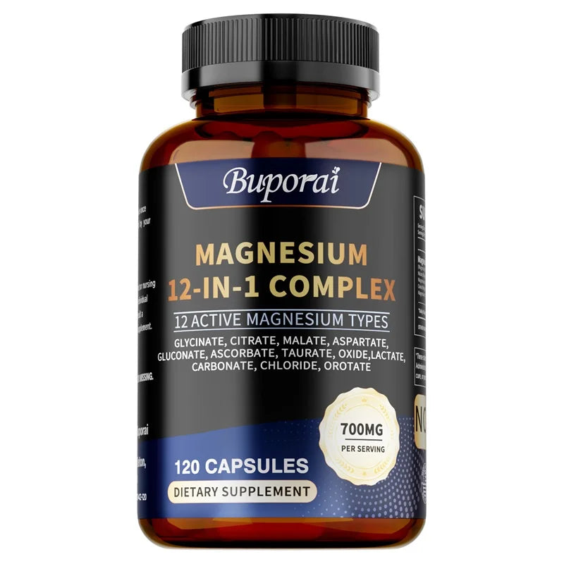 Magnesium Complex Capsules - Bone & Heart Health Supplement, Sleep Support,Muscle Relaxation,Stress & Anxiety Relief