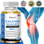 Calcium + Vitamins D3, K2 & B12 + Glucosamine Chondroitin - Supports Bone, Teeth & Muscle Health, Helps with Joint Flexibility