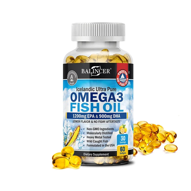 Premium Omega-3 Fish Oil Supplement - Heart & Brain Health Support with EPA & DHA - 120 Easy-to-Swallow Capsules