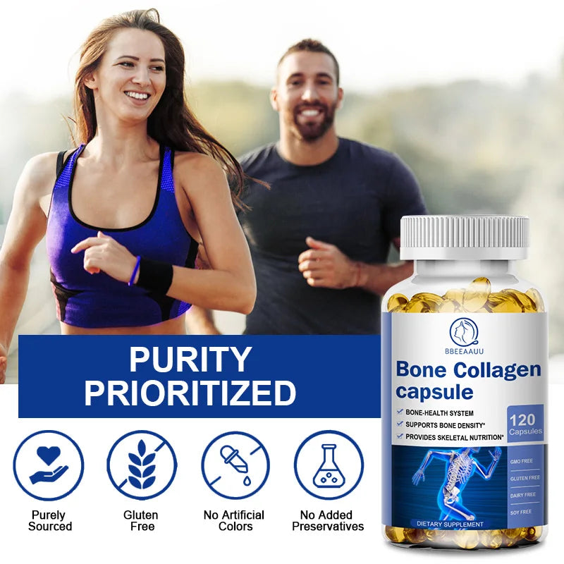 BBEEAAUU Collagen Bone Capsules for Joint Pain Bone Density Bone Growth Joint Collagen Calcium Absorption