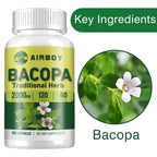 Bacopa Monnieri Extract Supplement - Brain Health Supports Performance Cognition, Enhances Energy & Stamina - 120 Capsules