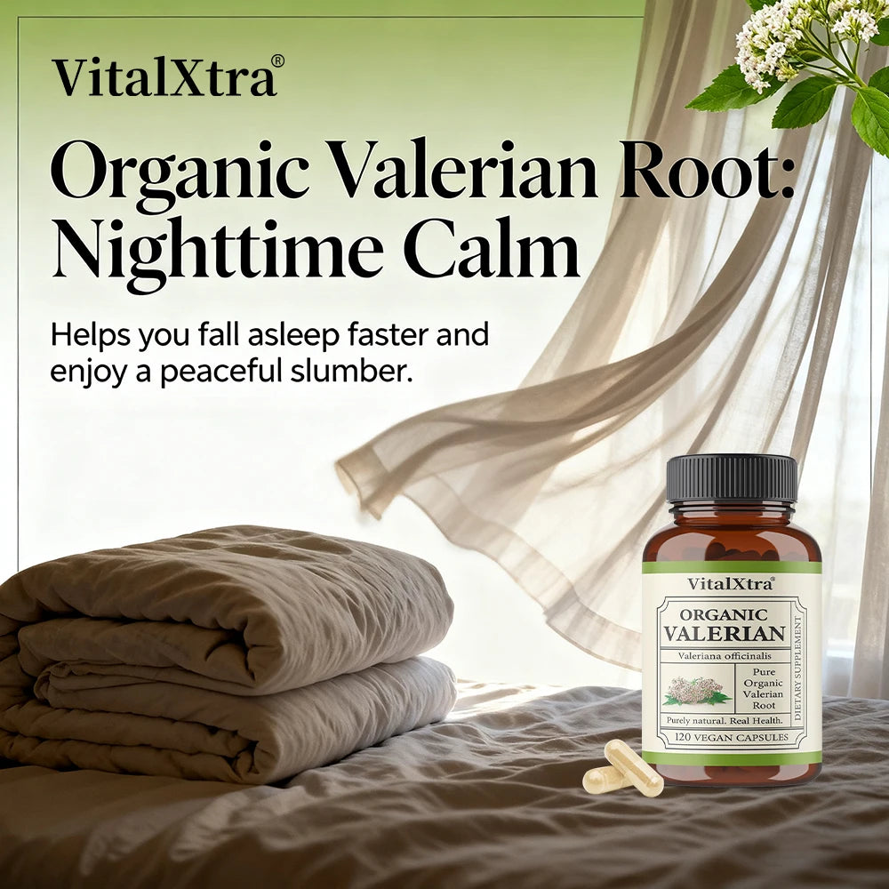 Valerian Root Capsules - Natural Stress Relief, Enhanced Sleep Quality, and Promotes Relaxation - Vegan & Non-GMO