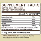 10 Mushroom Complex - Balances Mood, Immune Support, Enhances Brain Function, Memory and Cognition - 120 Capsules