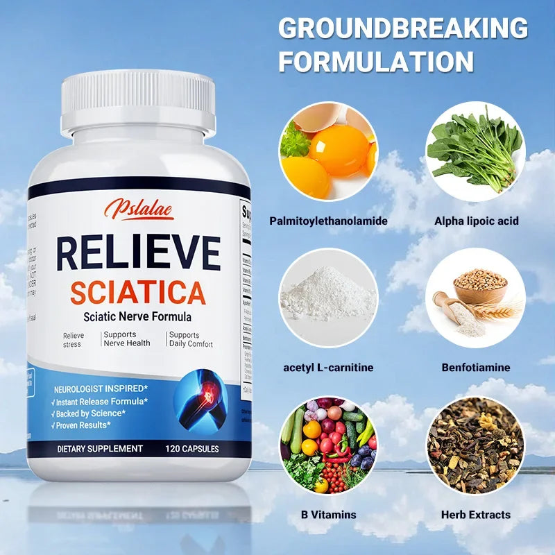 Relieve Sciatica Capsules - Reduce Joint Pai,Restore Mobility, Balance Inflammation,Support Nerve & Bone Health - 120 Capsules ﻿