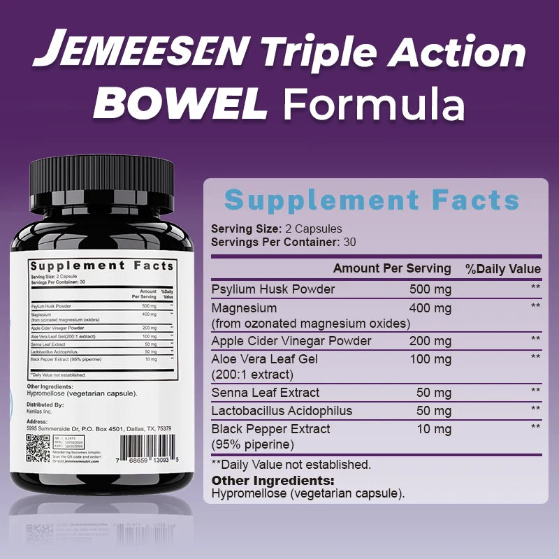Dietary Supplements with Psylium Husk Powder,Magnesium,Apple Cider Vinegar Powder,Promote Gastrointestinal Health