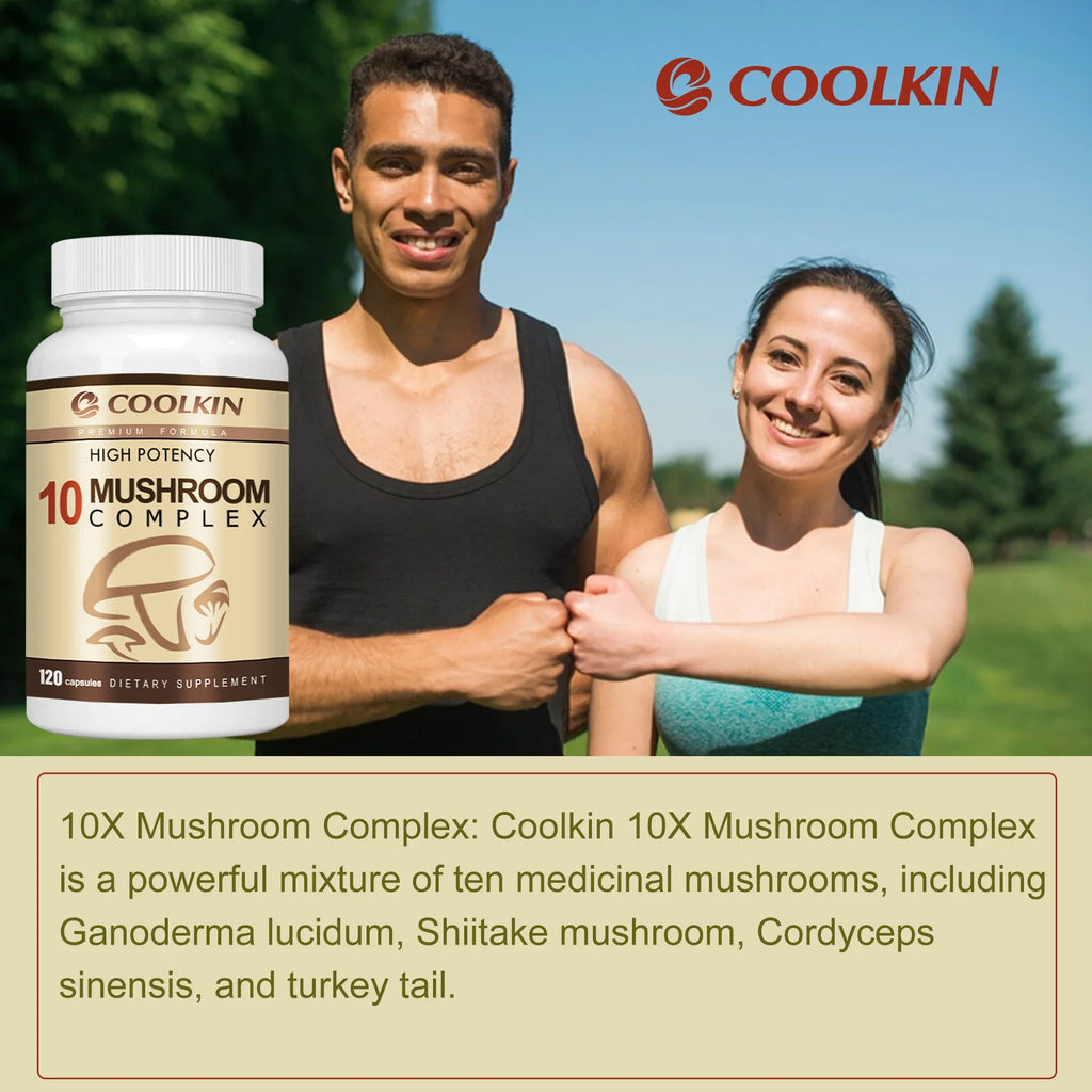 10 Mushroom Complex - Balances Mood, Immune Support, Enhances Brain Function, Memory and Cognition - 120 Capsules