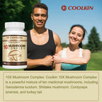 10 Mushroom Complex - Balances Mood, Immune Support, Enhances Brain Function, Memory and Cognition - 120 Capsules