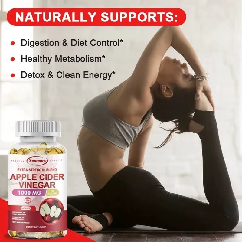 Apple Cider Vinegar Capsules - Supports Digestive Health, Natural Detoxification, Constipation Relief, Healthy Weight Management