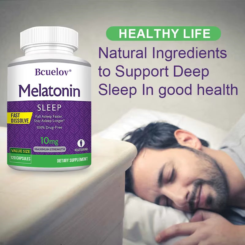 Experience Restful Nights with Melatonin 10 Mg Instant - 120 Capsules of Natural Sleep Aid for Faster, Deeper Sleep