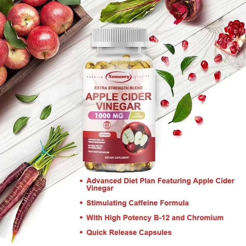 Apple Cider Vinegar Capsules - Supports Digestive Health, Natural Detoxification, Constipation Relief, Healthy Weight Management