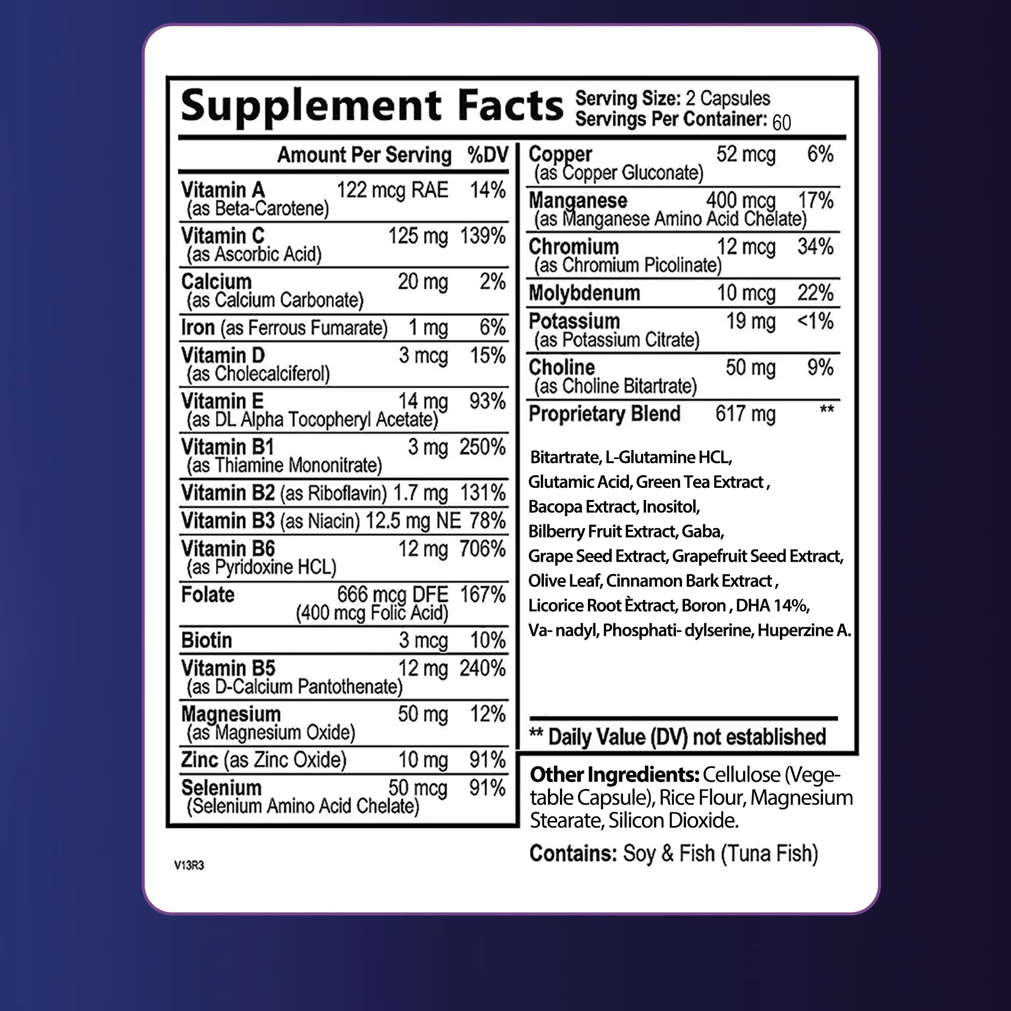 Brain Supplement - Boosts Brain Function, Helps Improve Memory, Concentration and Intelligence - 120 Capsules