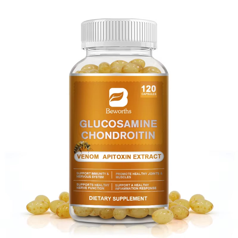 Glucosamine Chondroitin Bee Venom Extract Capsules for Relieve Joint & Knee Pain Relieve Discomfort of Bones and Joint