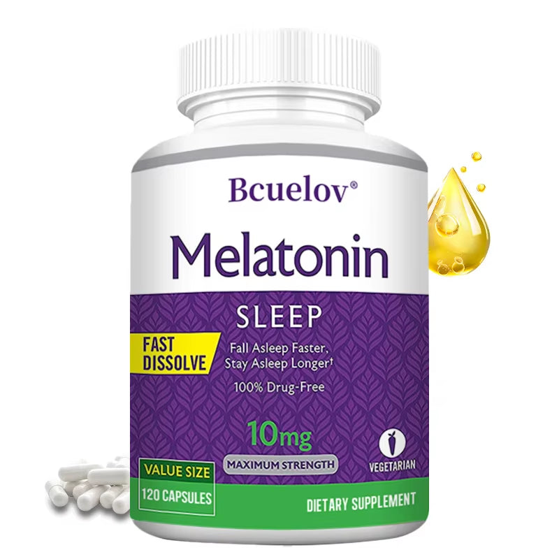 Experience Restful Nights with Melatonin 10 Mg Instant - 120 Capsules of Natural Sleep Aid for Faster, Deeper Sleep