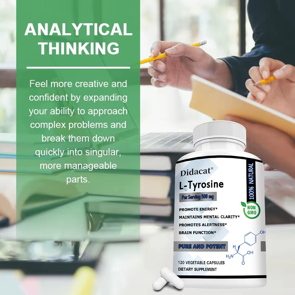 L-Tyrosine 500 Mg,Highly Absorbable,Supports Mood and Focus,Improves Cognitive and Mental Clarity,And Supports Thyroid Function